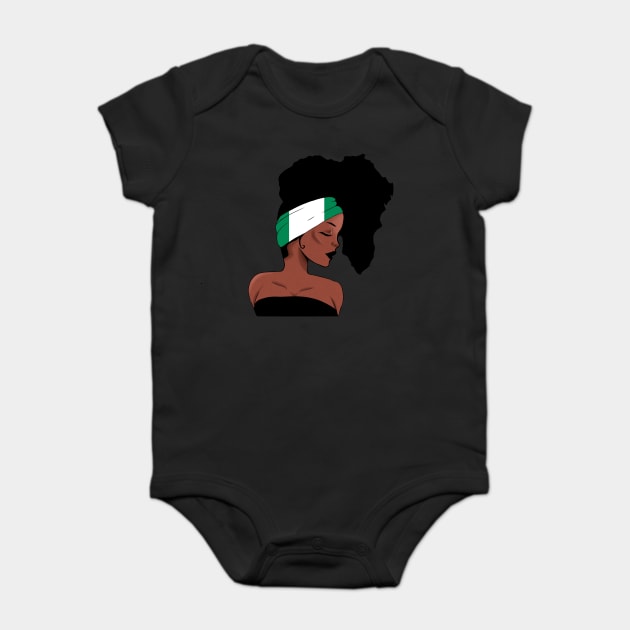 African Woman, Nigrian Colors, Africa Map Baby Bodysuit by logiamerch